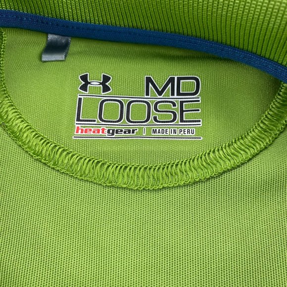 Under ARMOUR Golf Shirt Men Medium M Green Embroidered Logo - STAINS - READ - Picture 7 of 14